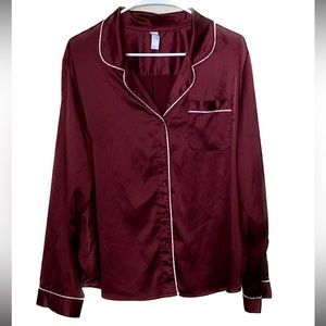 Women's Wine‎ Silk pijama button down